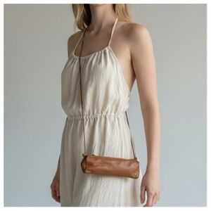 Elegant Halston Brown Leather Crossbody Bag
